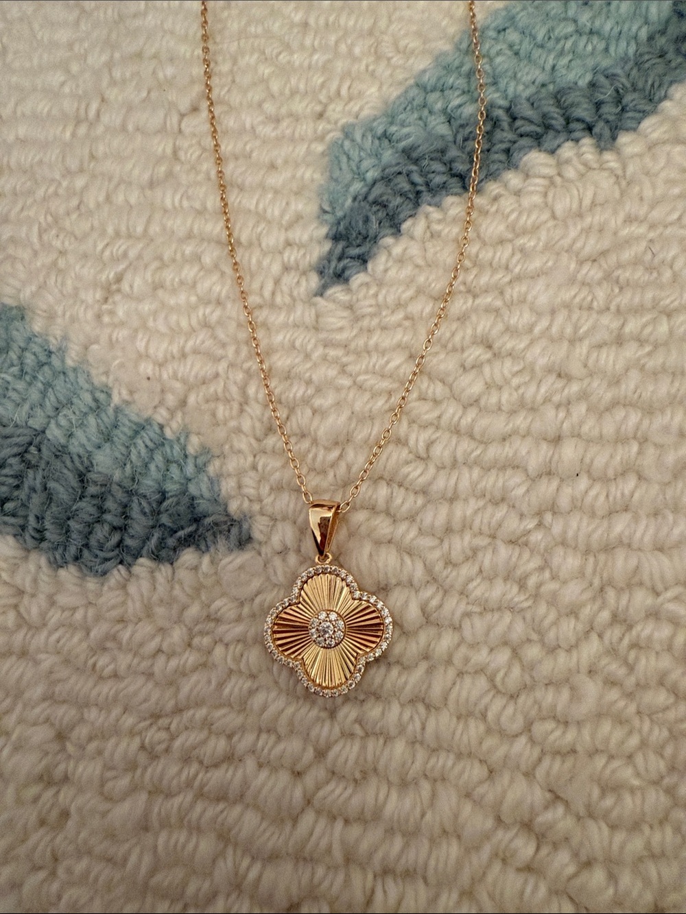 Victoria Emerson Gold Clover Pendant Necklace with Clear Stone - Women's Jewelry